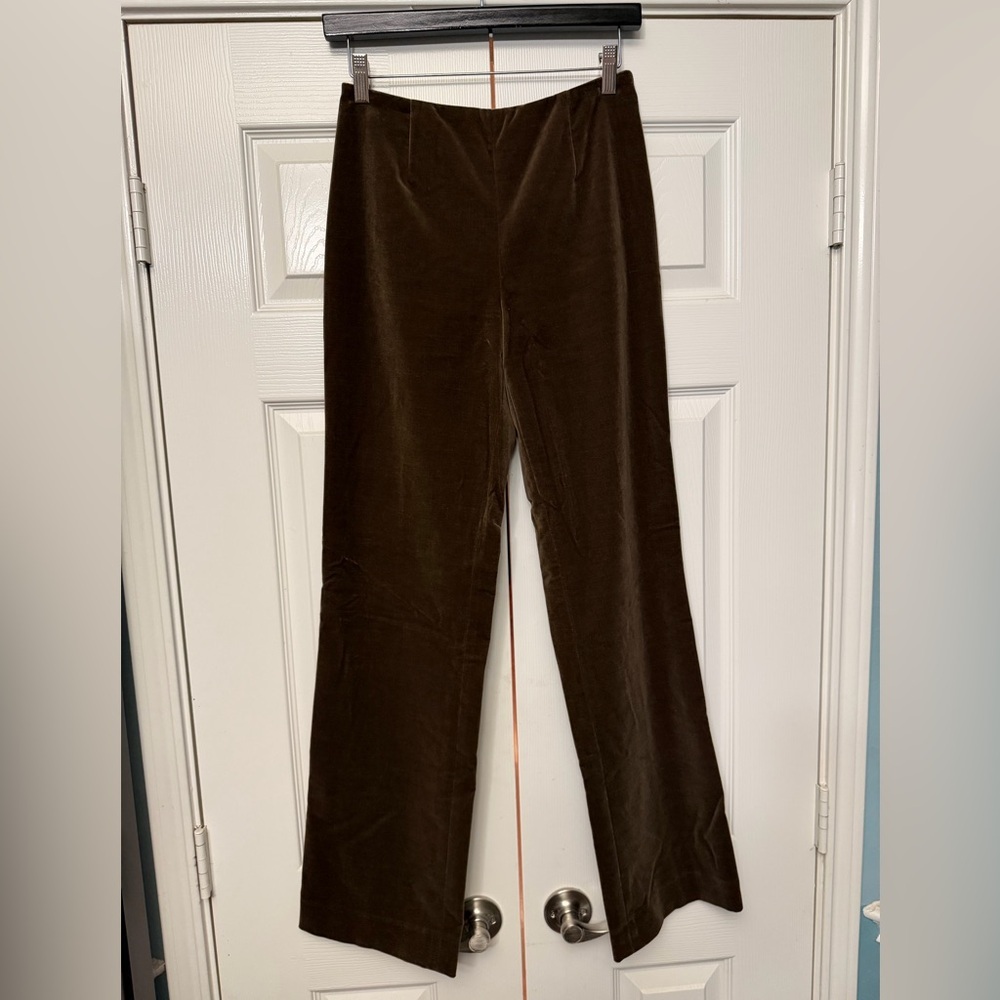 Ralph Lauren Women’s Brown Velvet Pants Velour Straight Leg Black Label Sz 6
